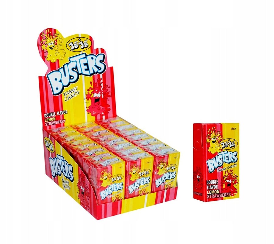 Juicy Juju Bustar's refreshing gum with strawberry and lemon flavor 24 pieces