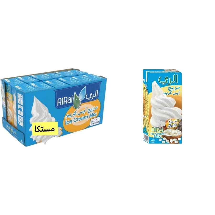 كرتون مزيج الآيس كريم الري نكهة مستكا الحجم 1 لتر 12 عبوه  تاريخ المنتج جديد ice cream mix