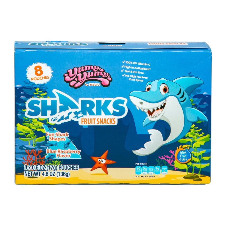 وجبات خفيفة بنكهة التوت الأزرق من Yummy Yummy Sharks 136 جرام