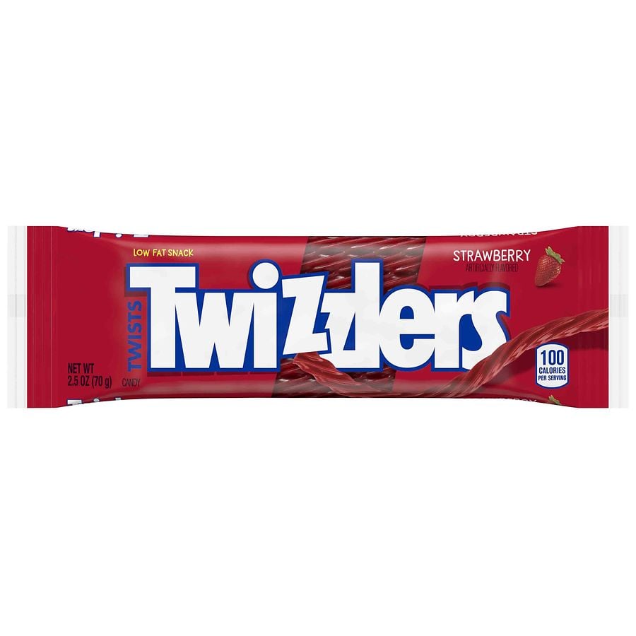(الحجم الصغير ) 71 جم -تويزلر - حلوى تويست فراولة خالية من السكر - كيس بلاستيكي ‏TWIZZLERS