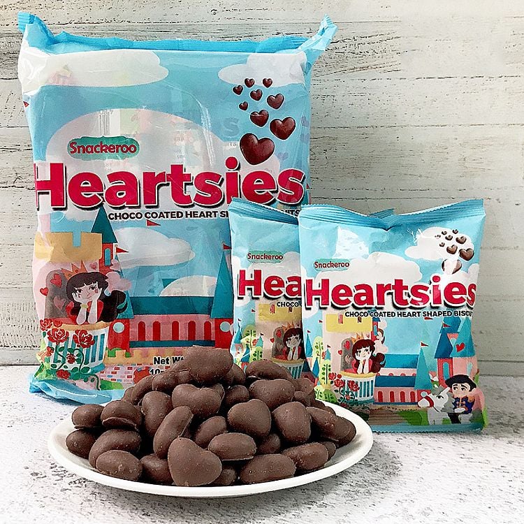 بسكويت "هارتسيز" (Heartsies) على شكل قلب ومغطى بالشوكولاتة | 28 جم × 10 قطع