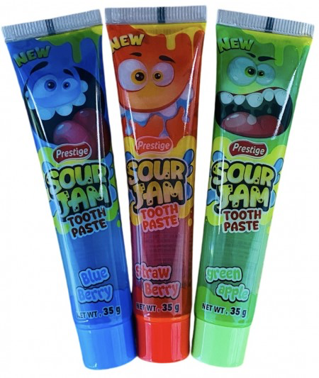 Sour liquid candy with toothpaste flavor, orange flavor, 1 piece