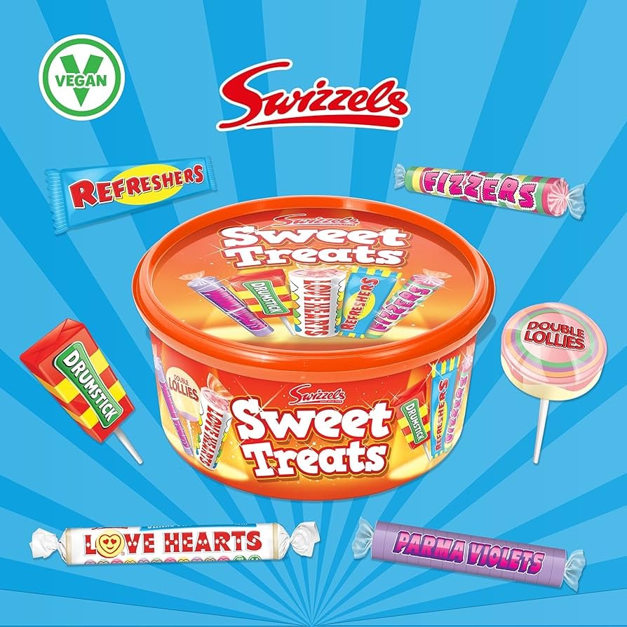 Swizzles Sweet Treats candy box, 600 grams package, white