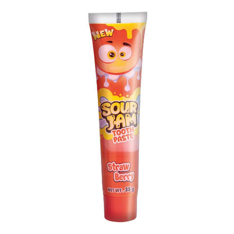 Sour liquid candy with toothpaste flavor, orange flavor, 1 piece