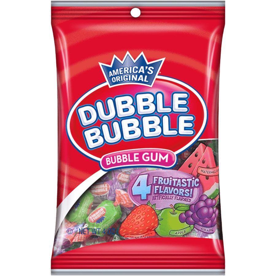 علكة دوبل بابل بأربع نكهات فواكهية، 6.35 أونصة DUBBLE BUBBLE