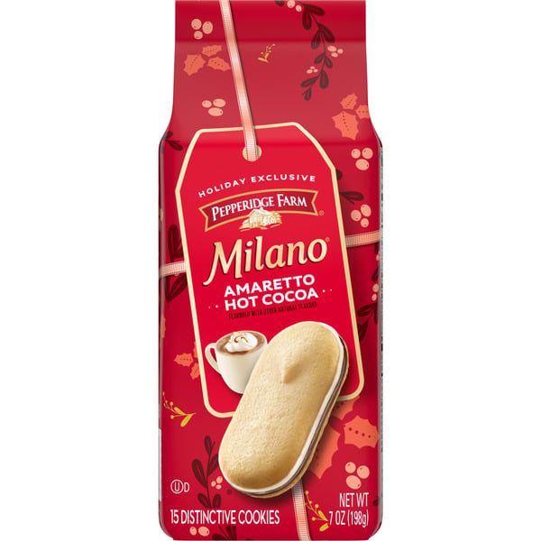 Cookies Milano from Pebridge Farm, hot chocolate with Amaretto flavor