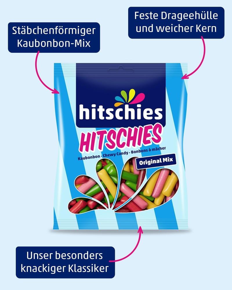 HITSCHIES مزيج هيتشيز الحجم الكبير حلوى القابلة للمضغ  125جًرام -HITSCHIES