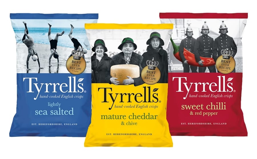 3-Tyrrells تيريلز مجموعة العدد 3-رقائق تيريلز متعددة النكهات  - خالية من الجلوتين-150 غرام