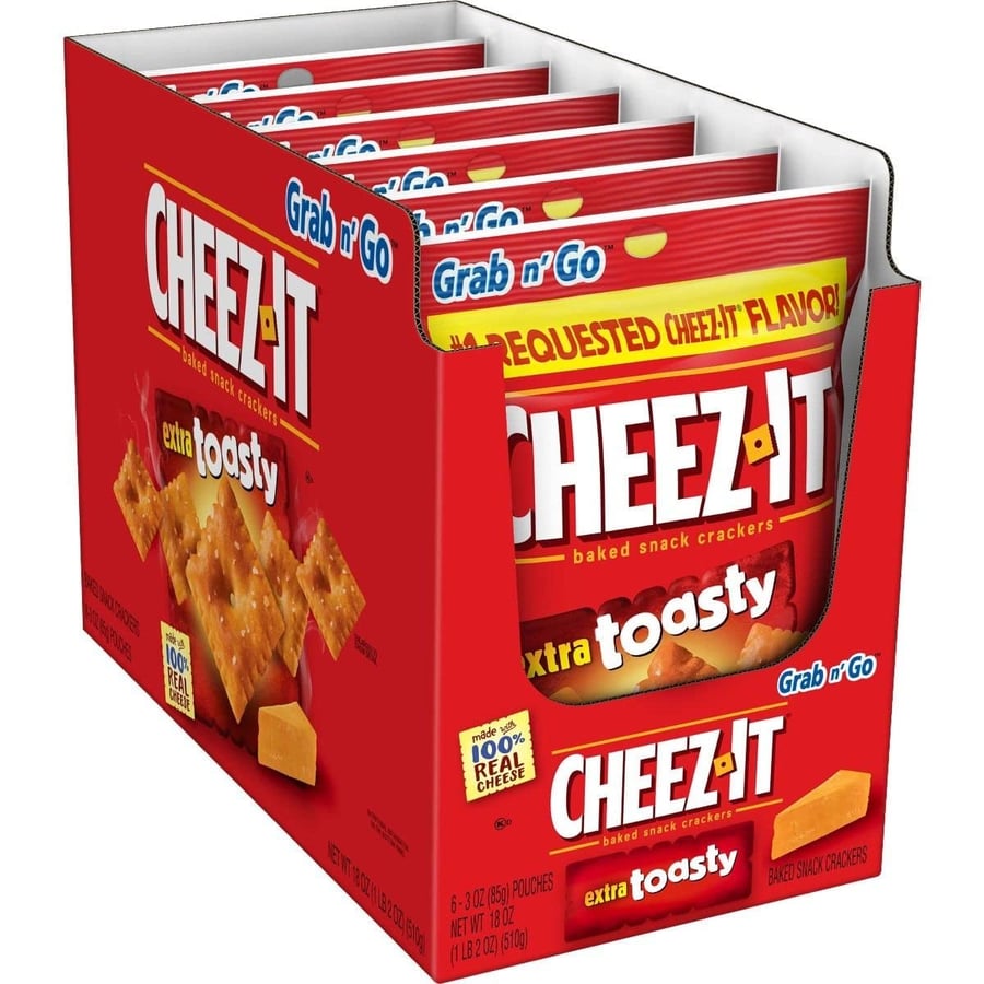 Cheez-It مقرمشات الوجبات الخفيفة المحمصة للغاية من تشيز ات سعة 3 اونصة، صندوق من 6 قطع
