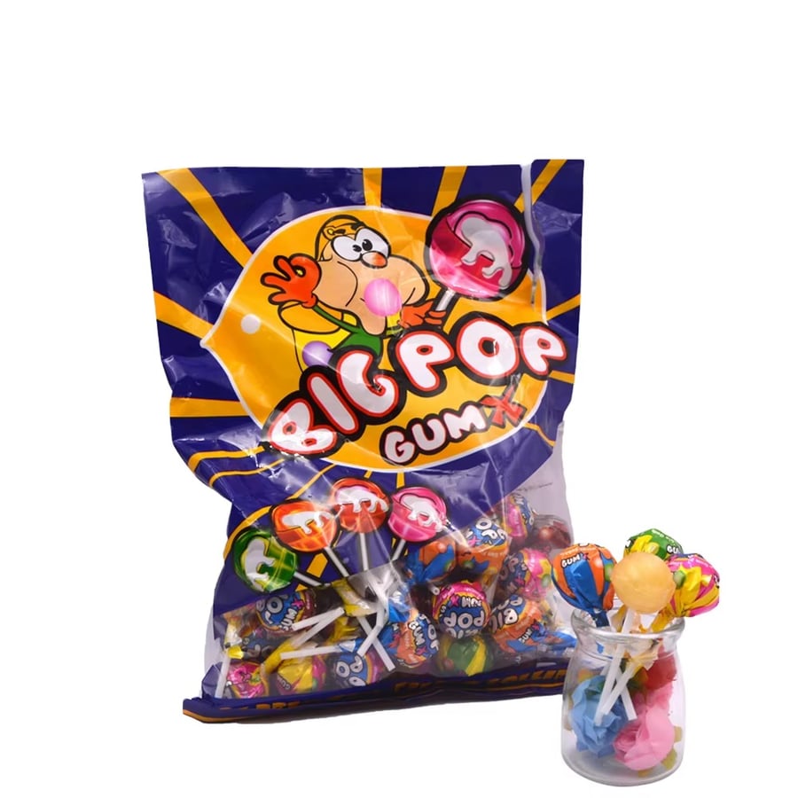 كيس حلوى مع علكة كبيرة  صلبة  lolllipop نكهات مشكلة  ‏35X25X20 الحجم