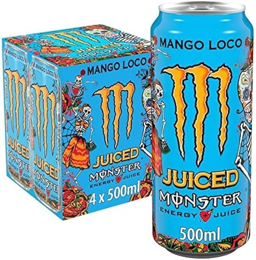 مونستر إنرجي مانجو لوكو، 16 أونصة سائلة (عبوة من 4) حجم 500 مل الحجم الكبير-عبوه 1 ‏Loco Energy