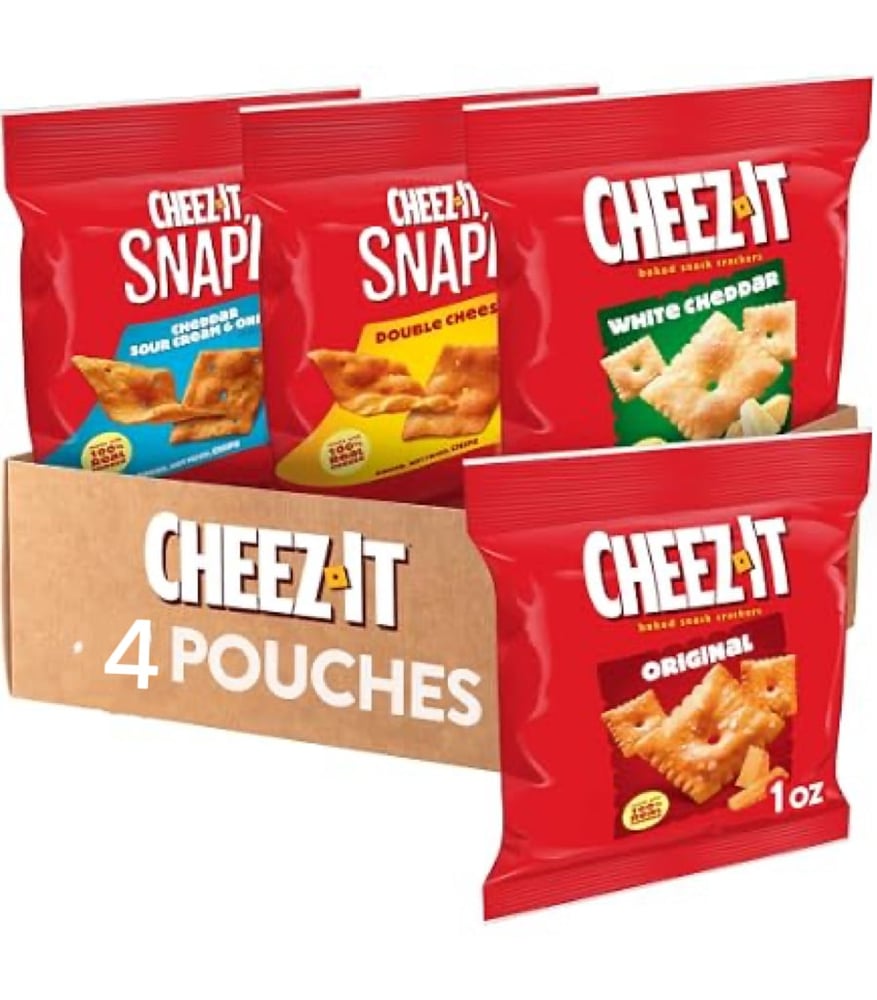 Cheez-It مجموعة كراكرز الجبن تشيز-ات، بسكويت مقرمشات مخبوز، وجبات خفيفة العدد 4
