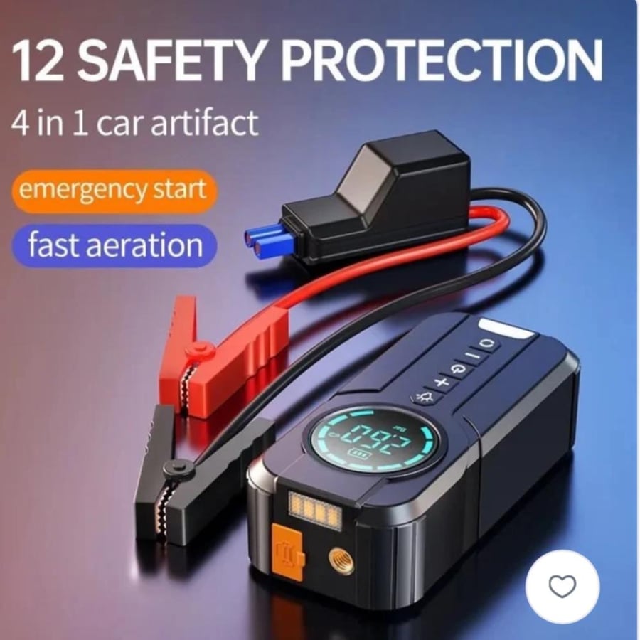Portable battery 6000mAh compact with car charger and multi-purpose pump DENX