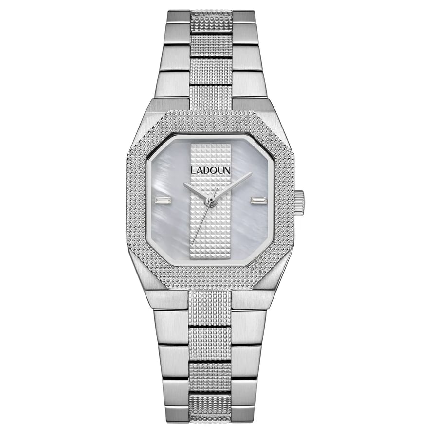 Women's Silver Stainless Steel Watch from Ladoun – Mother-of-Pearl Dial