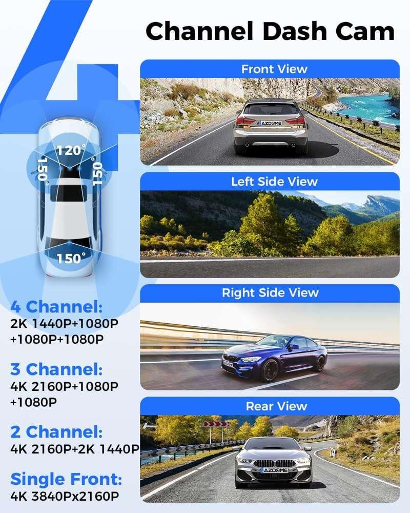 داش كام 4 كاميرات AZDOME M660 مع ذاكرة خارجية 64GB مجانية