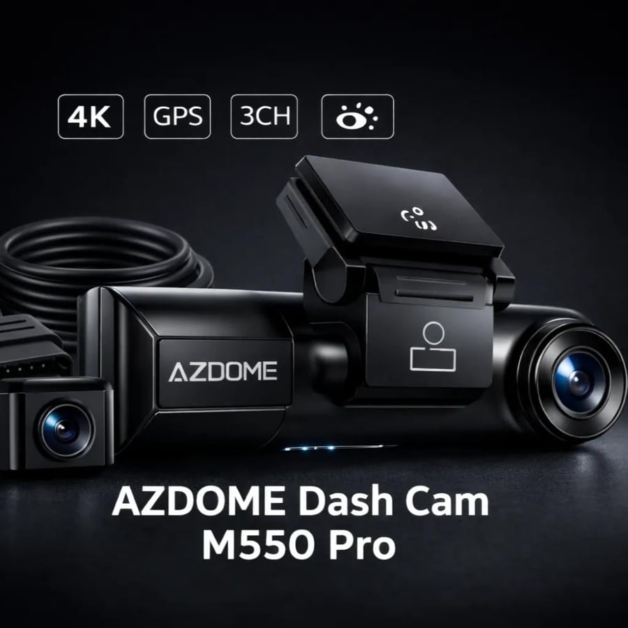 داش كام 4K بثلاث كاميرات AZDOME M550 Pro مع ذاكرة 64 جيجا مجانًا