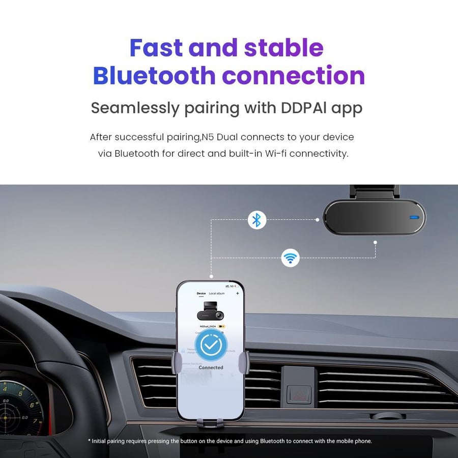 DDPAI N5 front and rear dash cam with 4K resolution for comprehensive vehicle recording