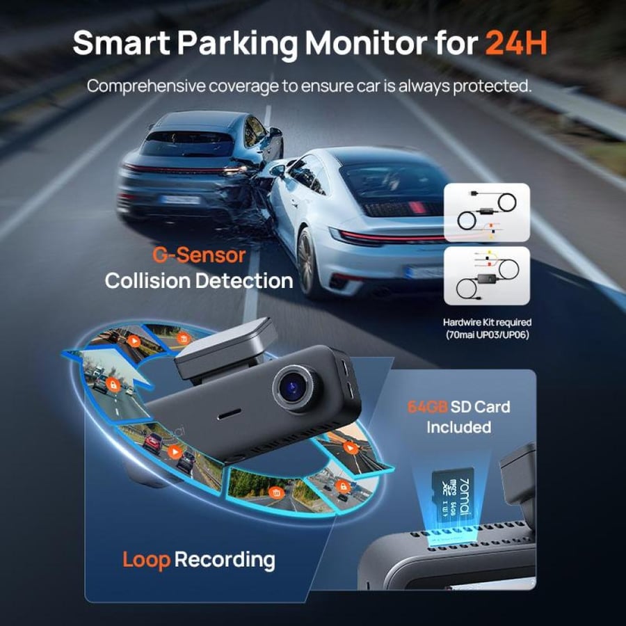 70mai T800E dash camera with three cameras 4K with voice control and super capacitor