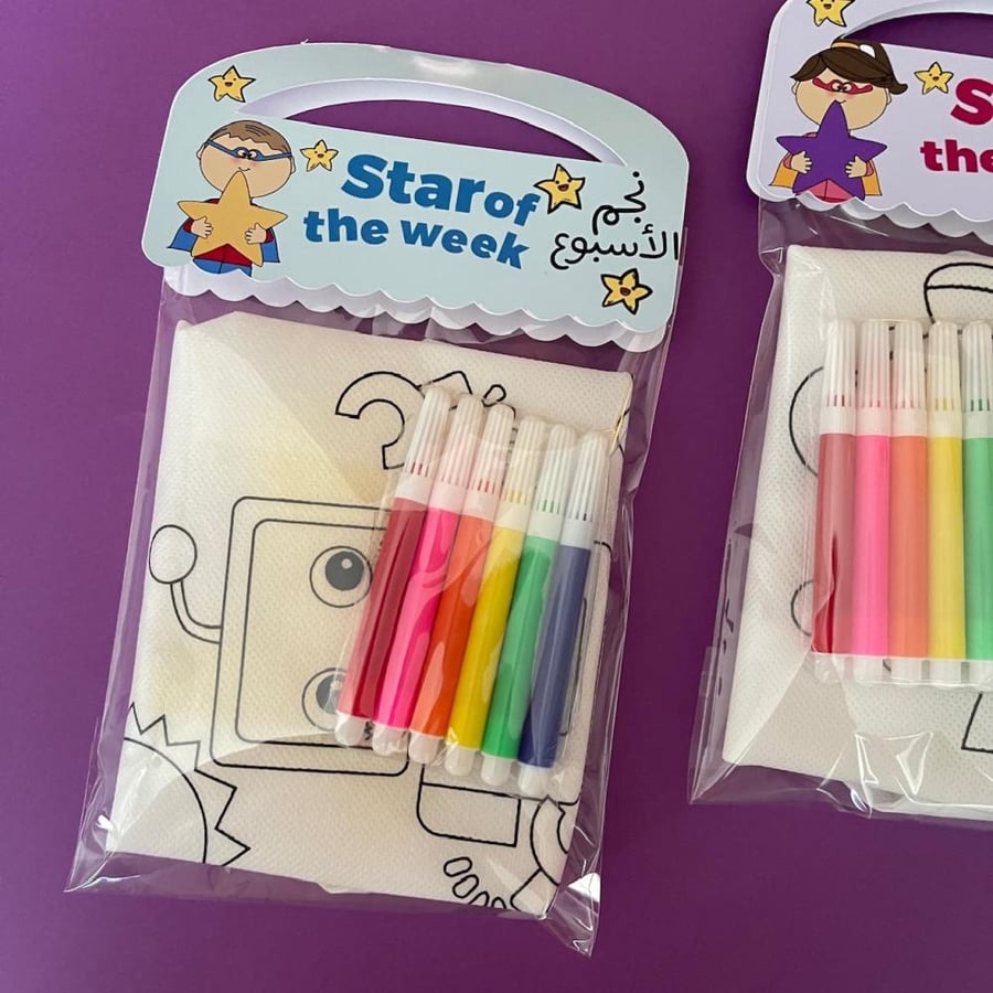 Coloring activity distributions for the fabric bag, star theme / star of the week