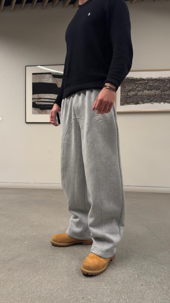 Gray Double-Waist Pants