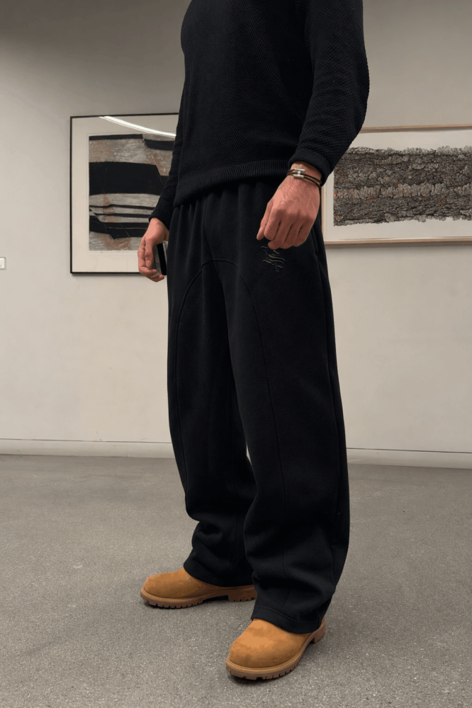 Black Double-Waist Pants