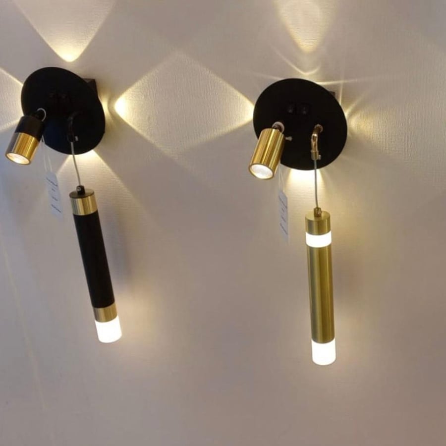 Wall-mounted black LED modern mirror with three lights