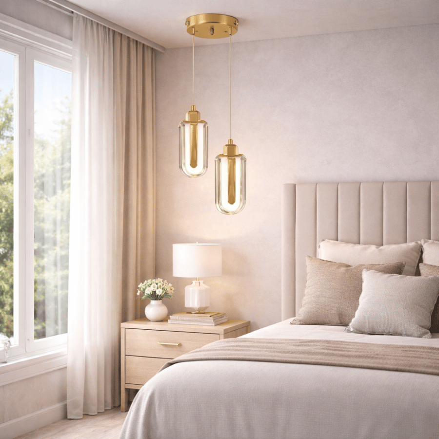 Gold modern LED pendant with 3 lights