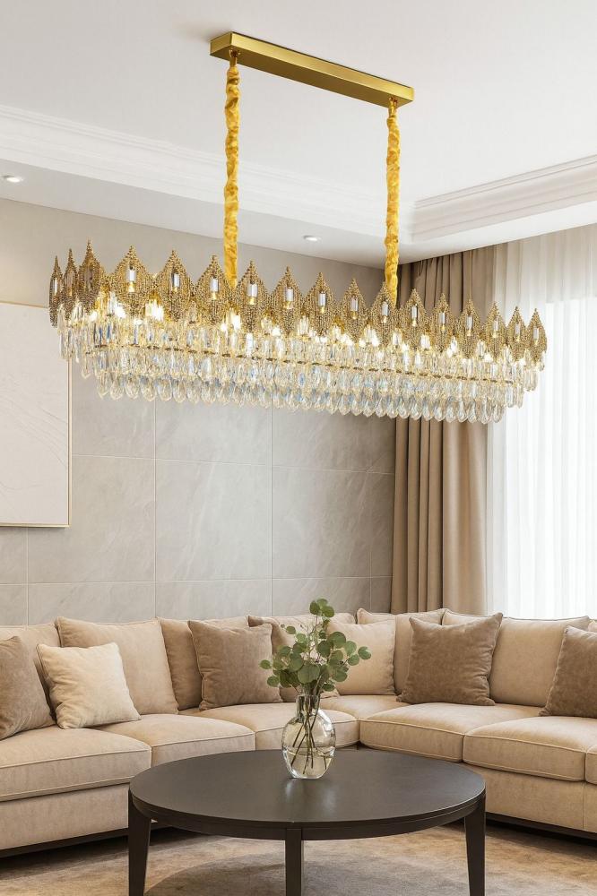Luxury modern gold crystal chandelier – available in two sizes 120 cm and 160 cm E14 base