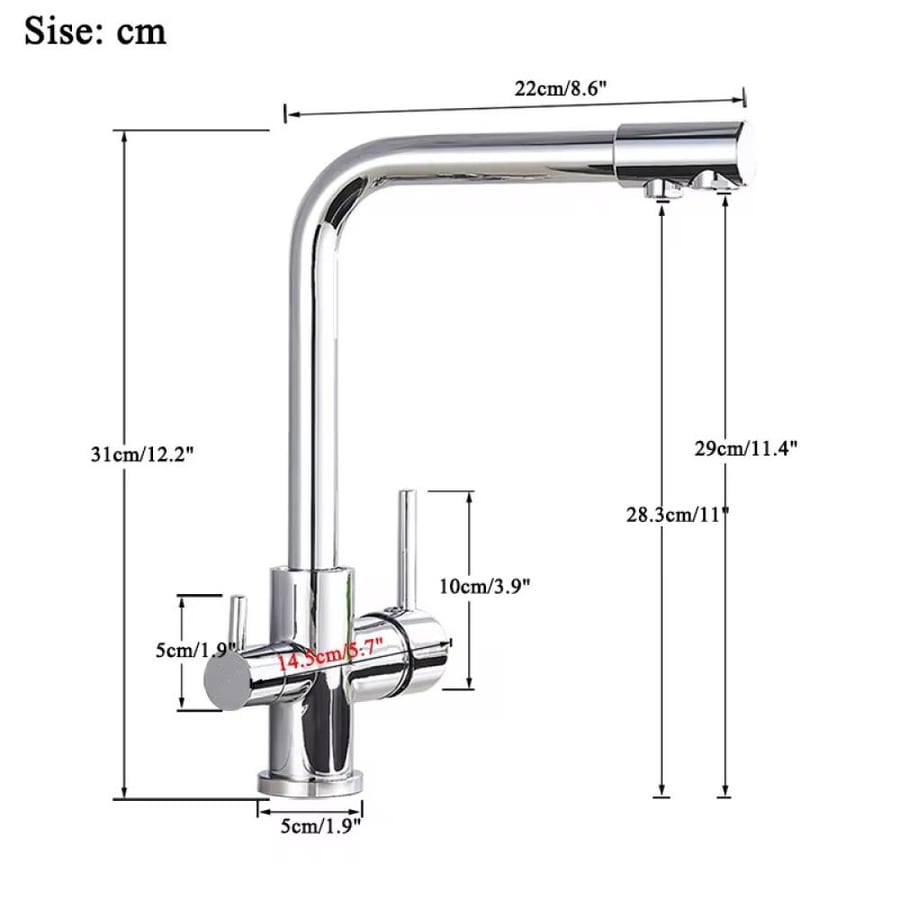 Sink blender (kitchen) high slide control 2 handles with two pouring openings