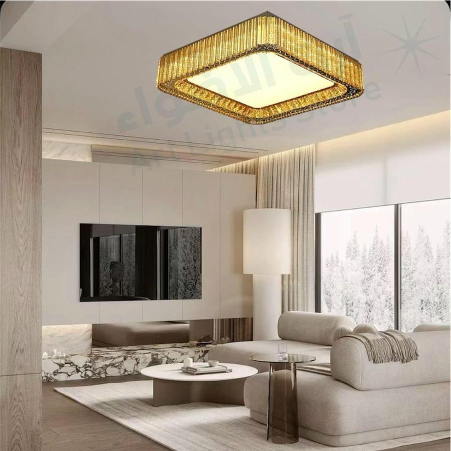 Chandelier modern gold 3 lights square 180 watt size diameter 80*80 cm