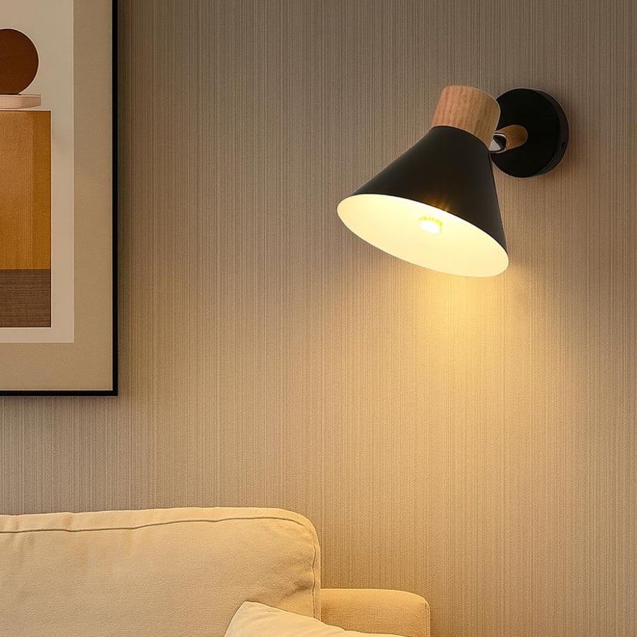 Modern black wall-mounted lamp – E27 bulb base × 1