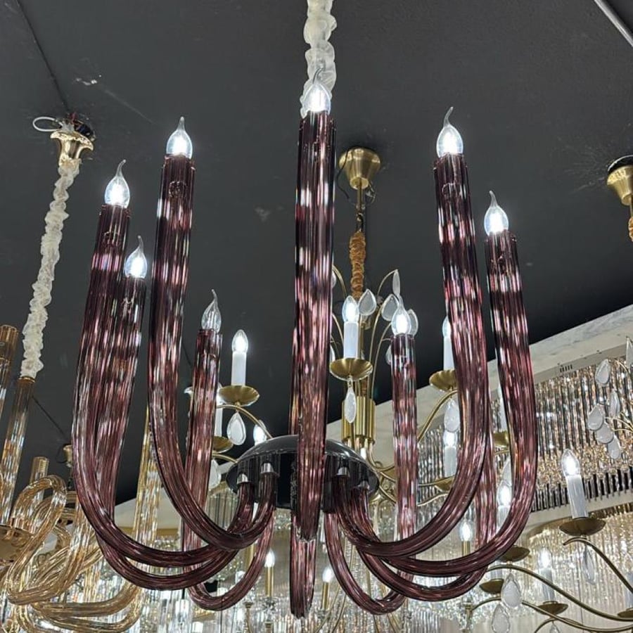 Chandelier modern rose gold luxurious 10 arms with elegant glass design