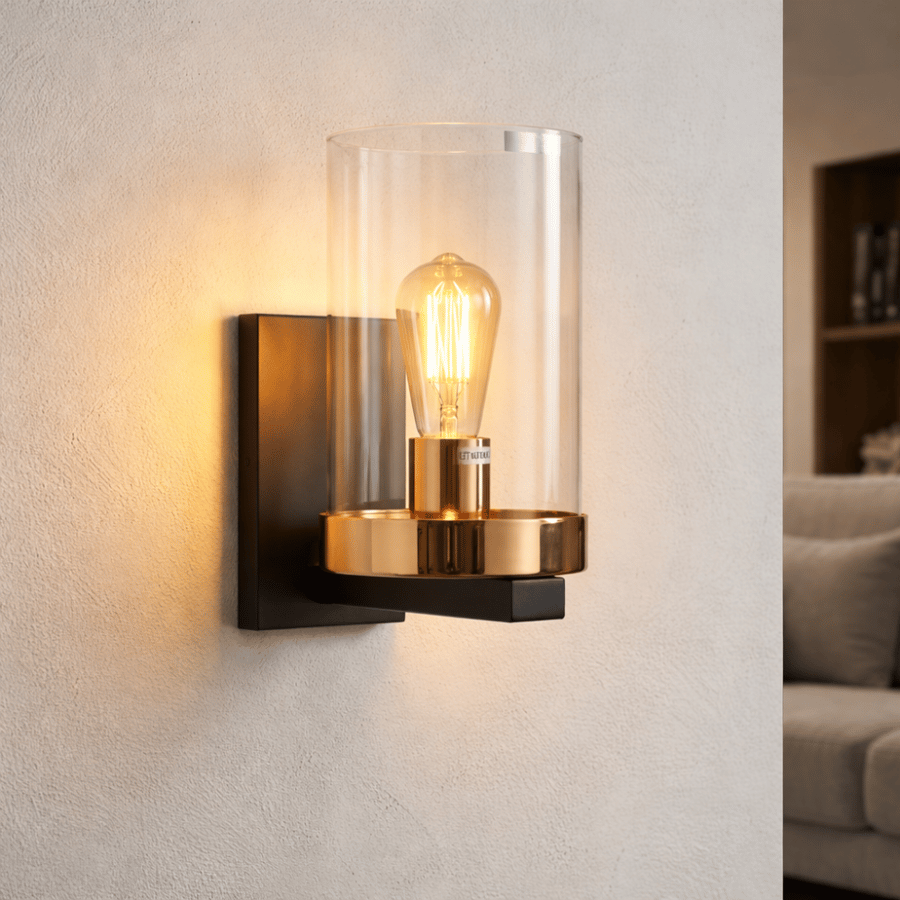 Modern black and gold hanger – 5 bulbs and wall lamp available – E27 base
