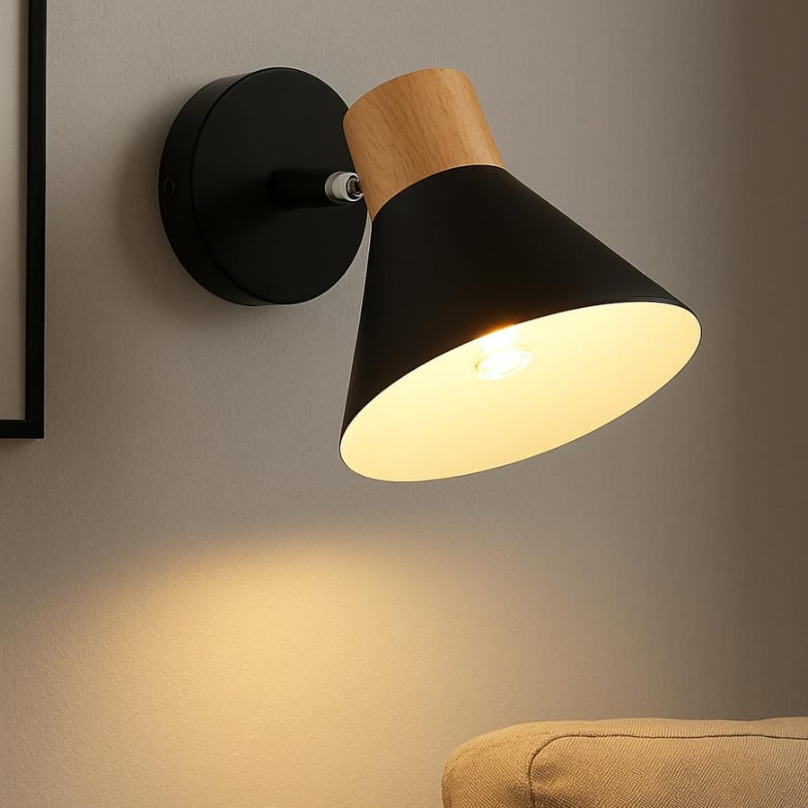 Modern black wall-mounted lamp – E27 bulb base × 1