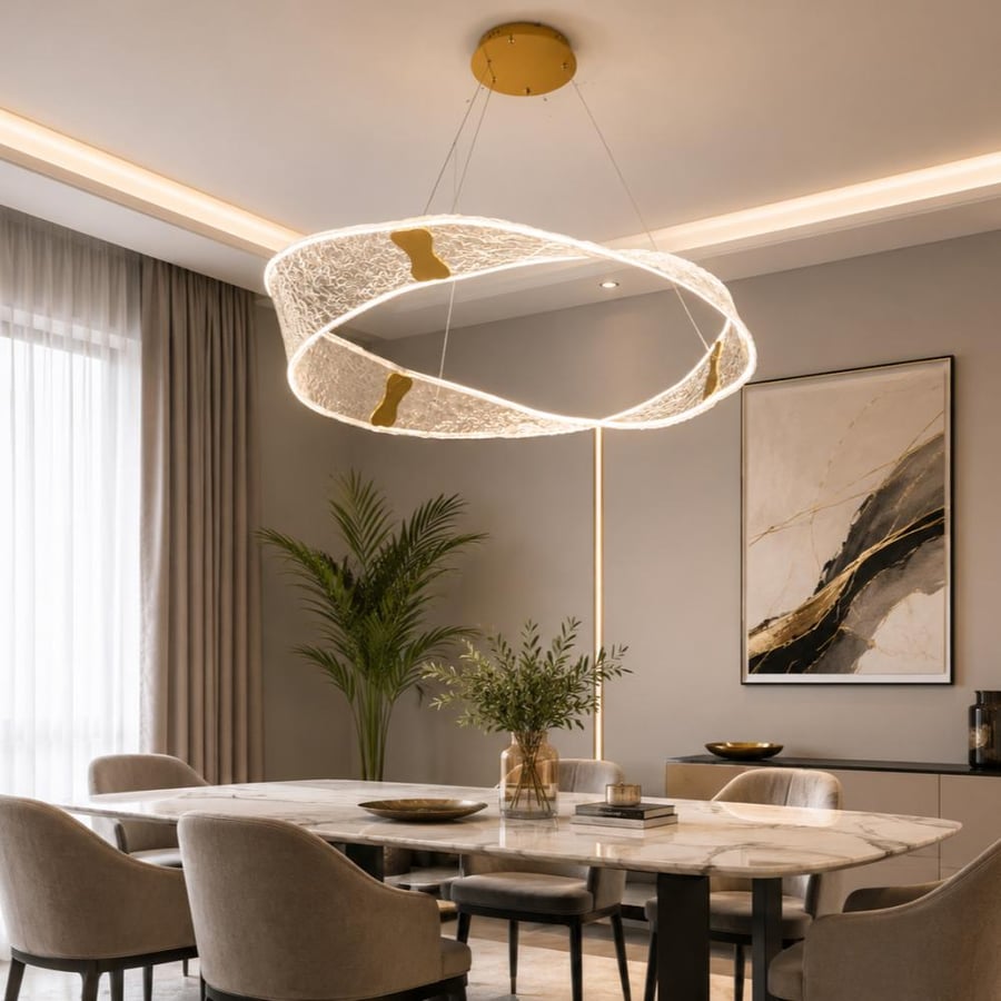 ثريا علاقي LED مودرن بتصميم دائري – 60 سم – بثلاث اضاءات