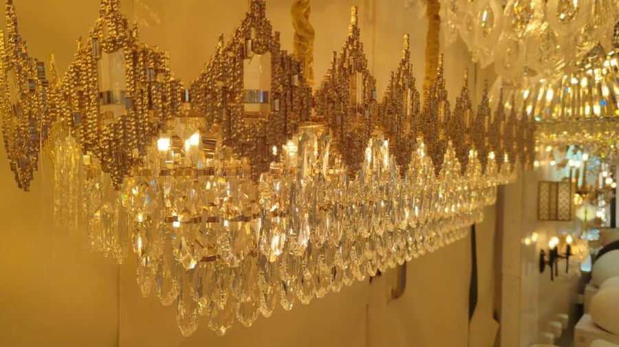 Luxury modern gold crystal chandelier – available in two sizes 120 cm and 160 cm E14 base
