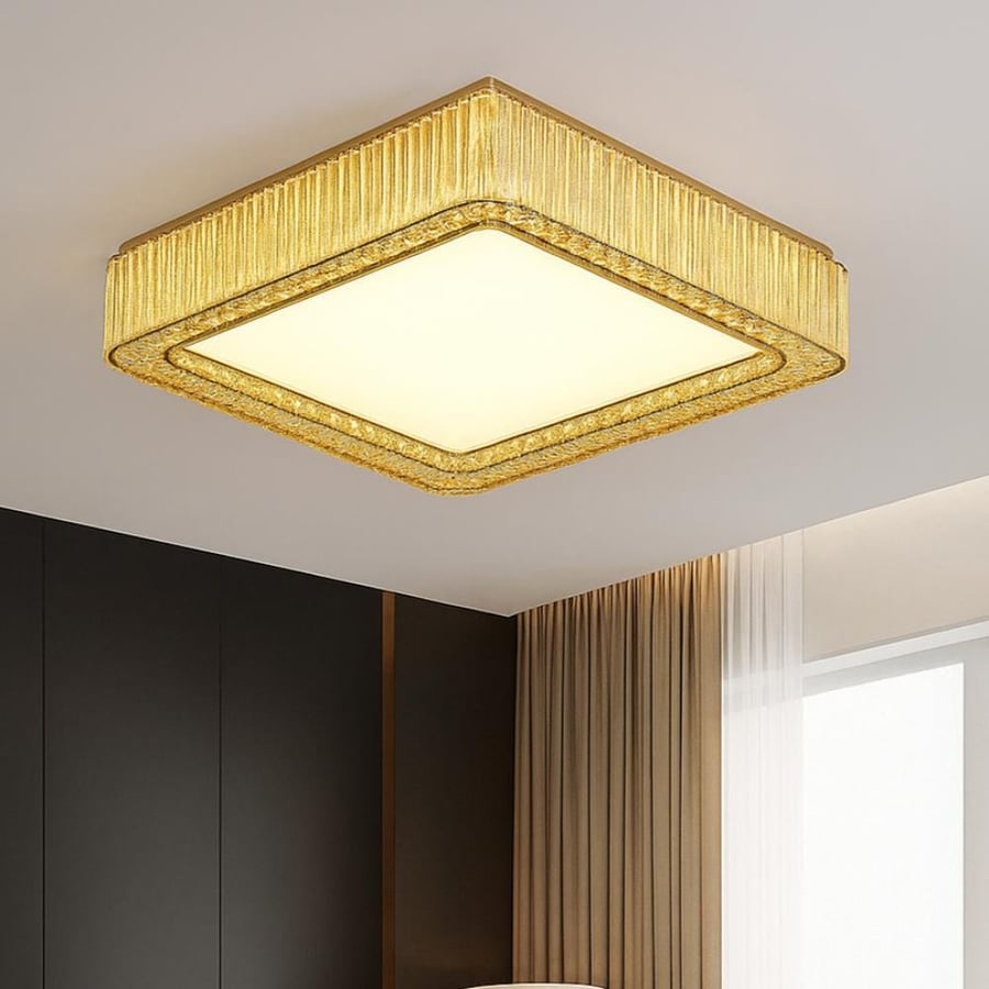 Chandelier modern gold 3 lights square 95 watts diameter size 60*60 cm