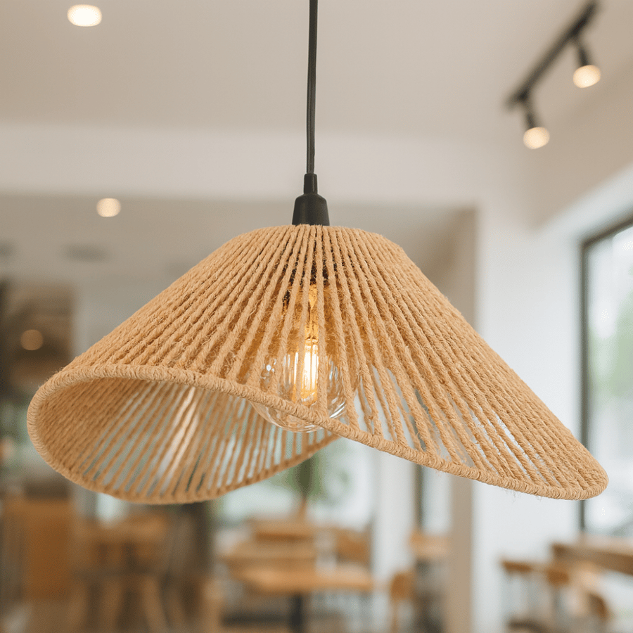 Rustic-style wall hook with natural woven rope available in two sizes: 80 cm and 40 cm – E27 lamp base