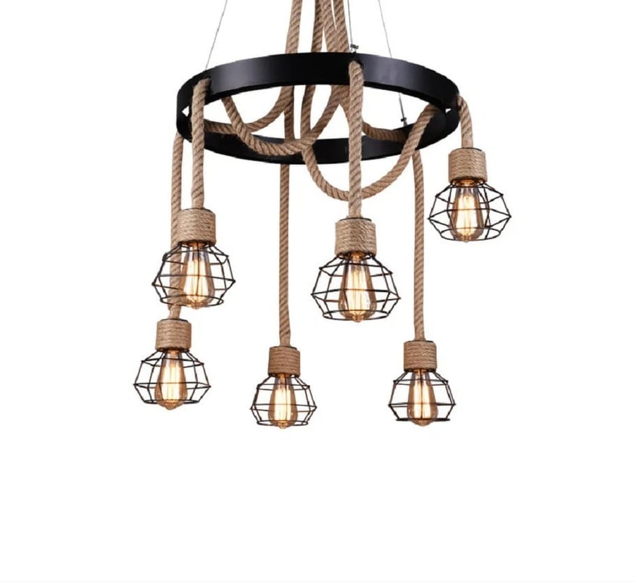 Chandelier rustic ceiling 6 heads indoor lighting