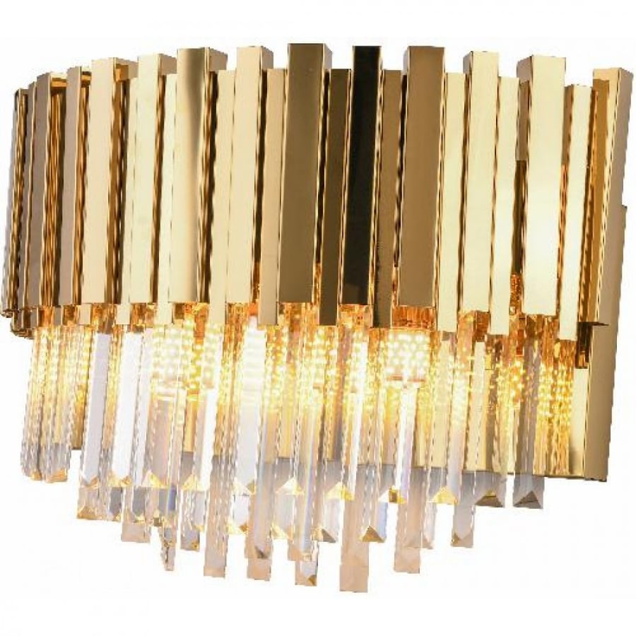 Gold-colored wall clock, modern style, 38 cm diameter