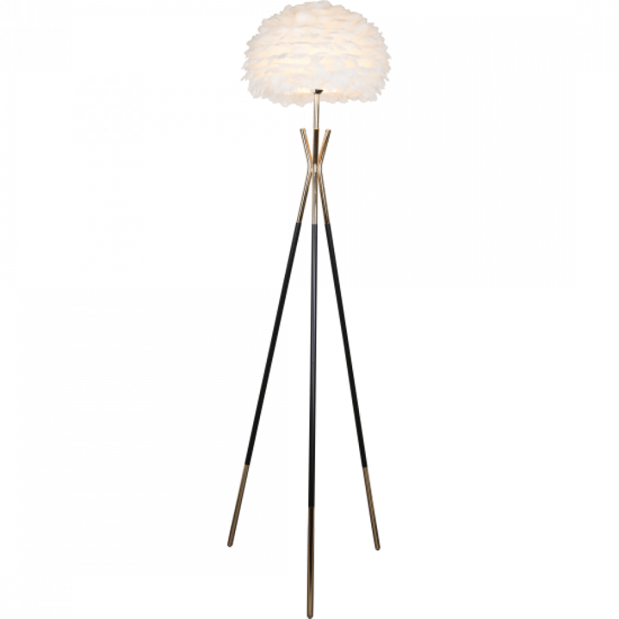 Modern three-legged floor lamp – black and gold – height 154 cm
