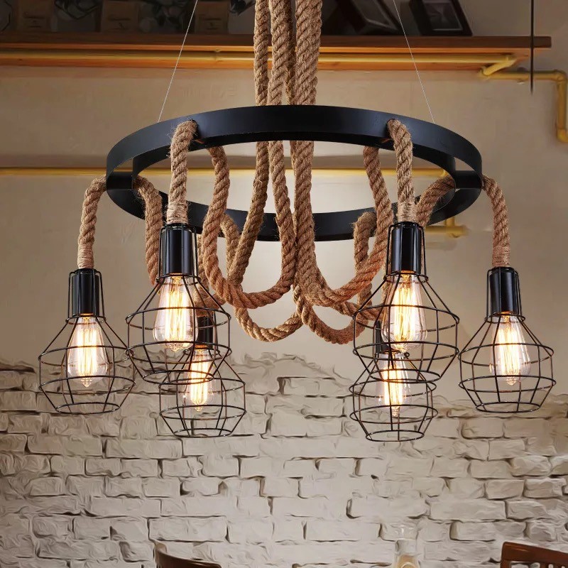 Chandelier rustic ceiling 6 heads indoor lighting