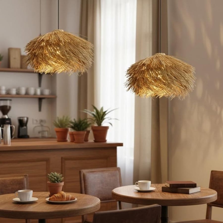 Luxury natural wicker wall hanging – available in two sizes (40 cm and 60 cm) – E27 lamp base – from Art Al-Adwa Trading Store