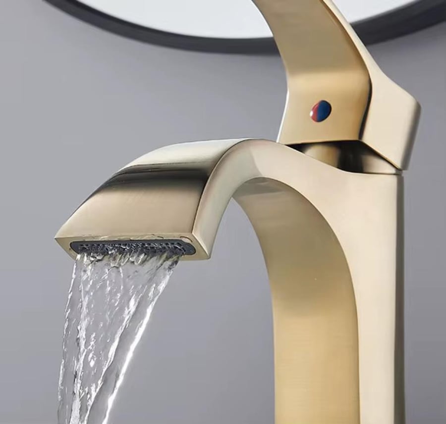 Golden matte short sink mixer
