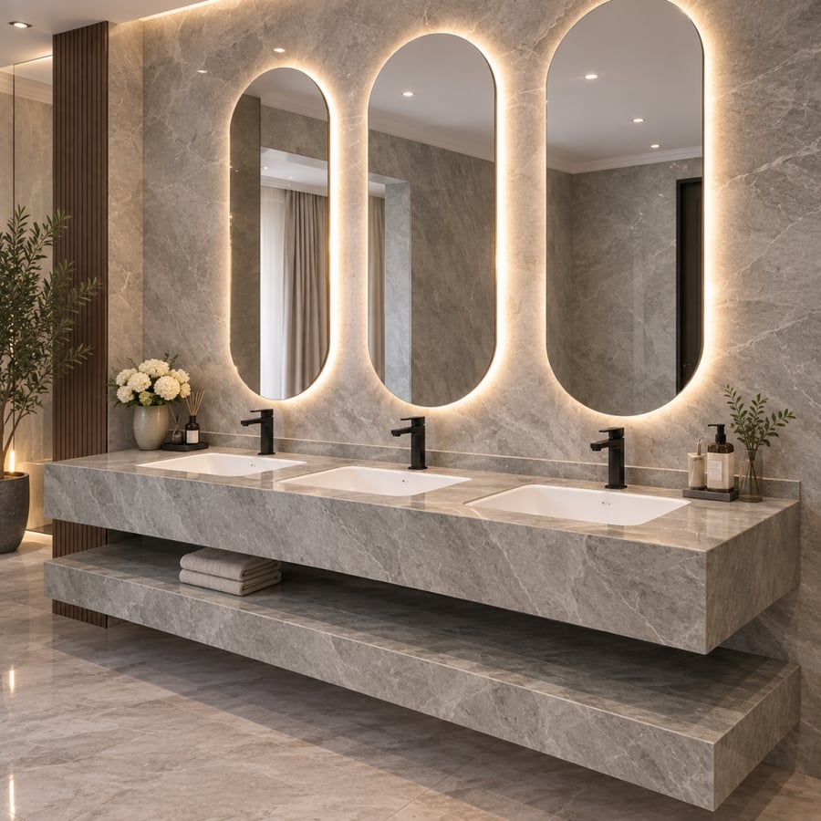 Triple porcelain sink – elegance of design and durability, 180 cm size