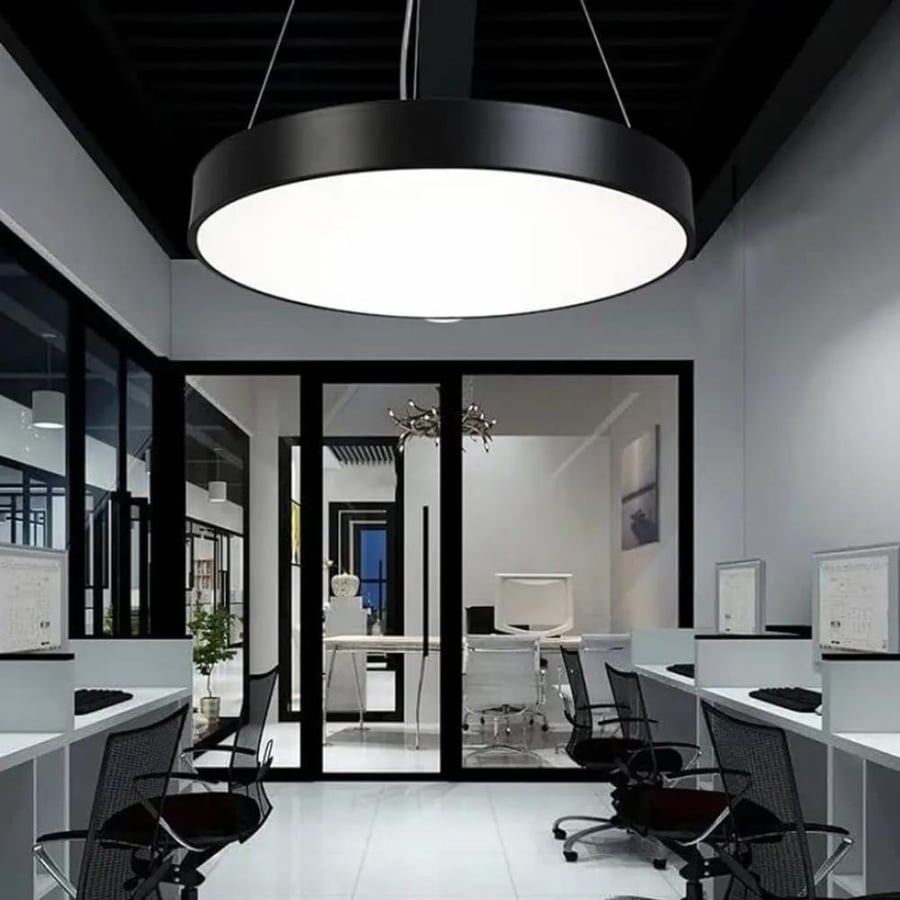 Round wall and office lamp with cream-colored illumination, modern design, available in multiple sizes