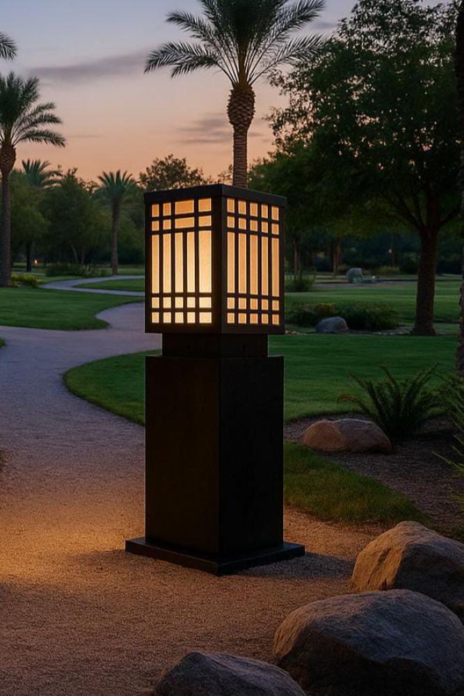 Black single garden pole lantern 60 cm