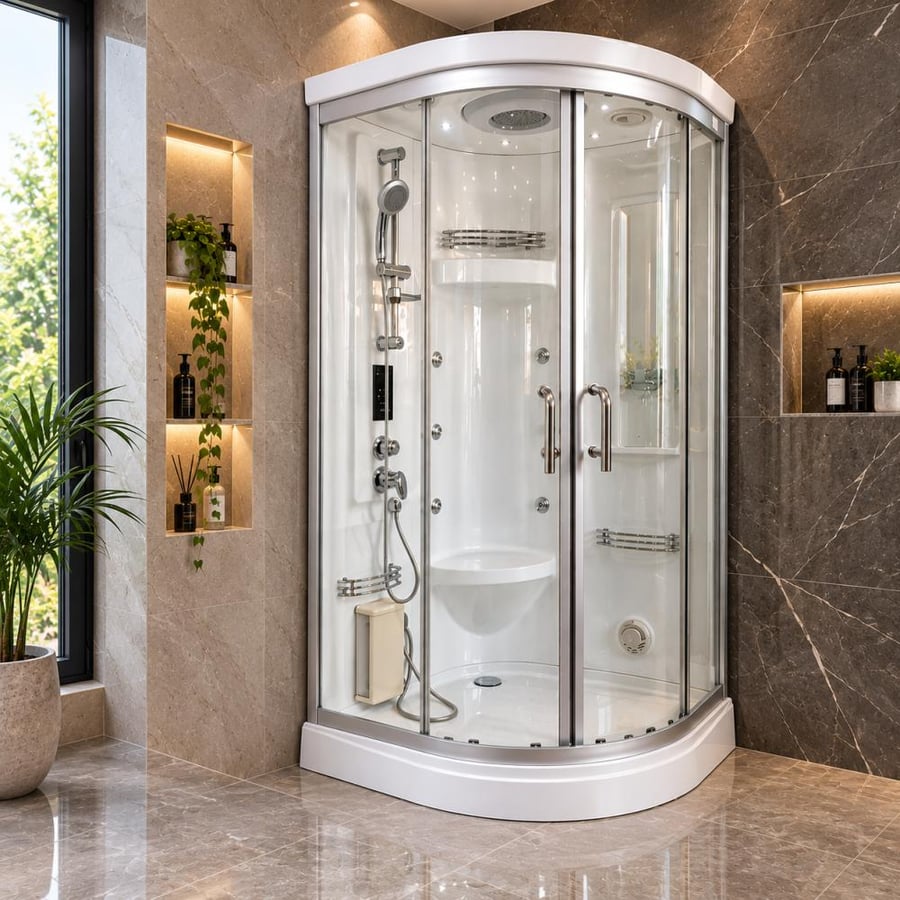 كابينة شاور بخار ومساج مائي 90×90 سم – متكاملة