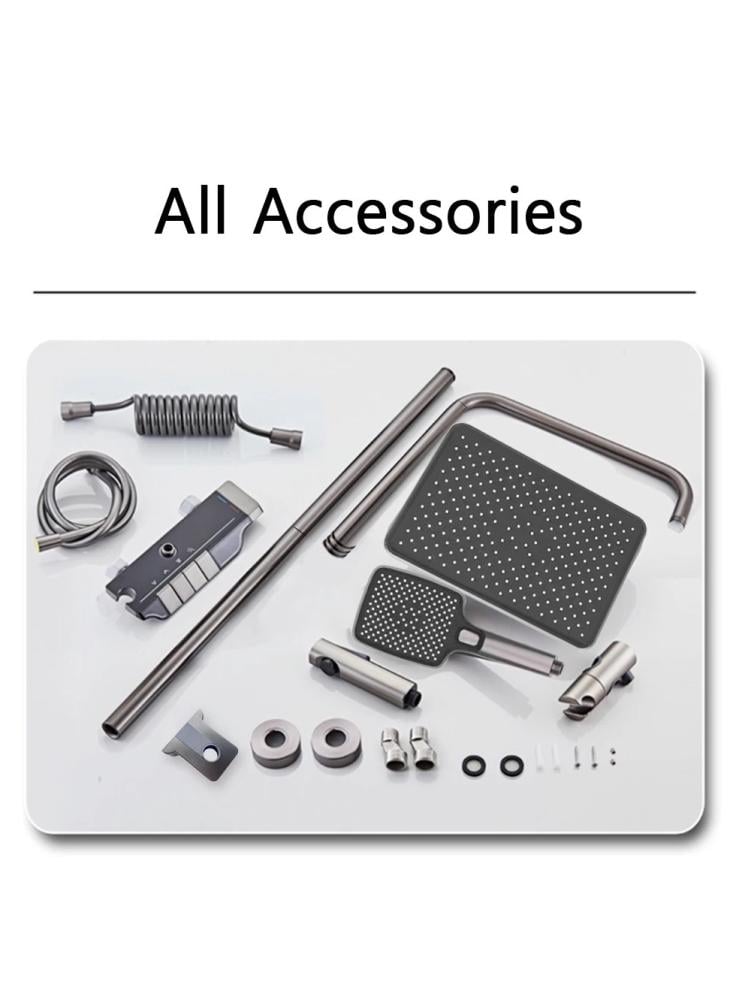 Aluminum shower tray complete with two speakers and a copper heart bidet, digital display, matte black color