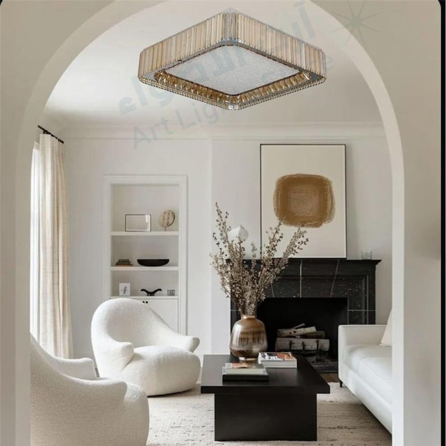 Chandelier modern gold 3 lights square 95 watts diameter size 60*60 cm